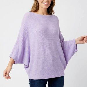 JACQUELINE DE YONG Sweater Lilac/Purple Mini Poncho Sleeves Women Size Small